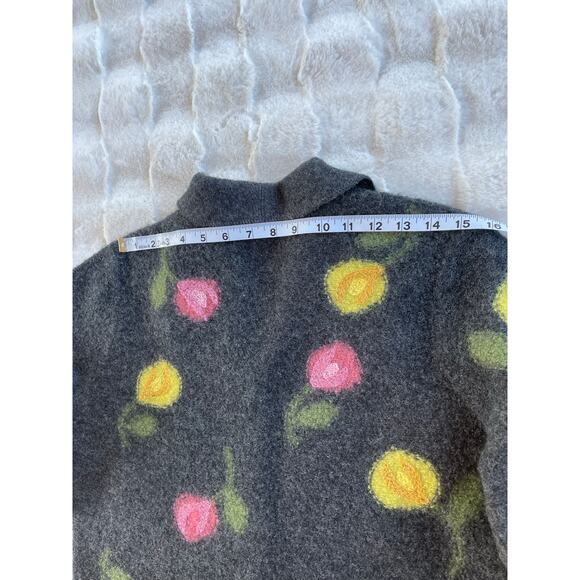 🔥Caroll Reed Wool Floral Embroidered Artsy Sweater Cardigan Cottage Grandmacore - Picture 13 of 15